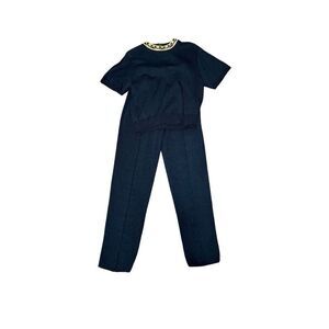 Dylani Knitwear Vintage 3pc Black & Gold Santana Knit Pant Set Size Small